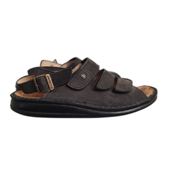 Finn Comfort Black Leather EU 38 US 7.5 Velcro Sandals Slip On Open Toe Shoes - Picture 1 of 8